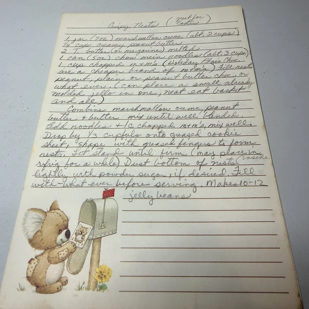 Vintage 80s 90s Grandma's Family Recipe Box 20‎ Handwritten Cards Written